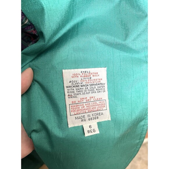 VTG London Towne by London Fog  Size 6 Bright Green Trench Coat Rain Jacket - Picture 4 of 7